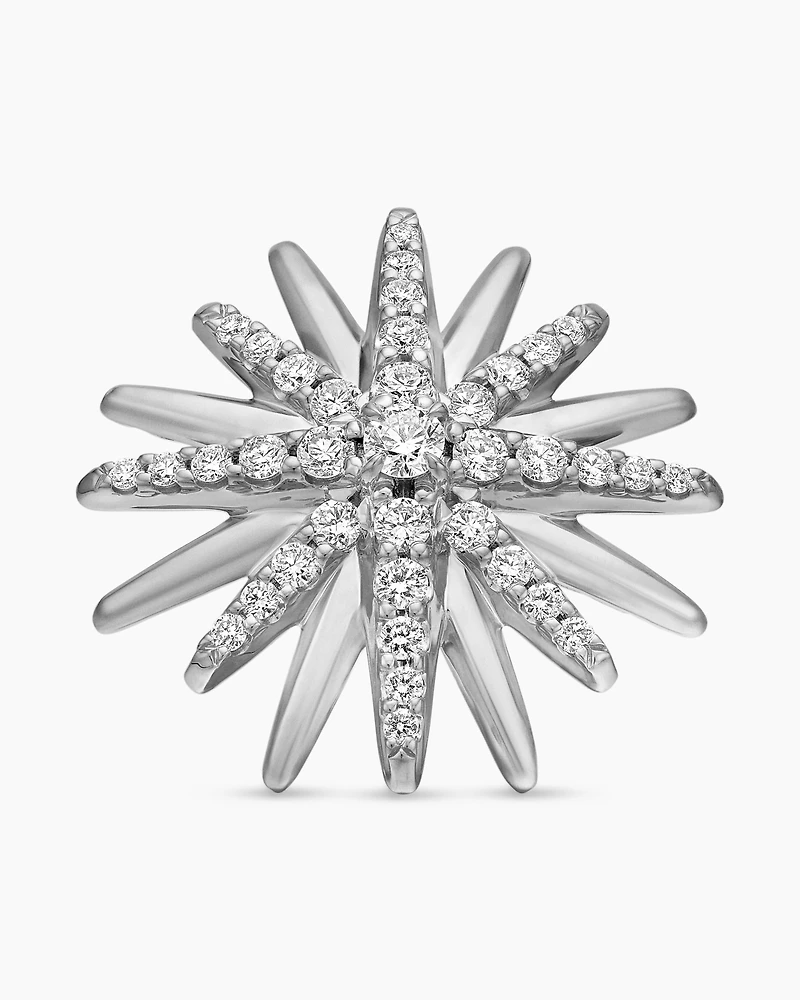Starburst Stud Earrings in Sterling Silver with Diamonds, 19mm
