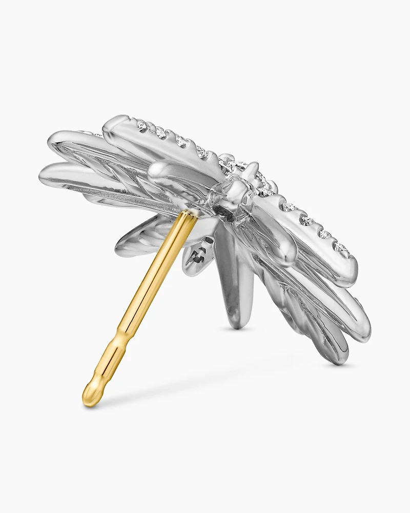 Starburst Stud Earrings in Sterling Silver with Diamonds, 19mm