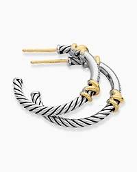 Petite Helena Wrap Hoop Earrings in Sterling Silver with 18K Yellow Gold and Diamonds