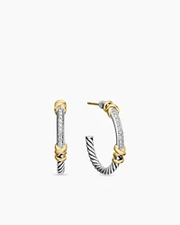 Petite Helena Wrap Hoop Earrings in Sterling Silver with 18K Yellow Gold and Diamonds