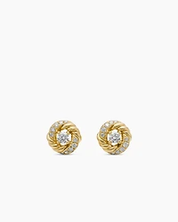 Petite Infinity Stud Earrings in 18K Yellow Gold with Diamonds, 7.8mm