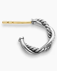 Petite Infinity Huggie Hoop Earrings in Sterling Silver with Diamonds, 3mm