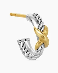 Petite X Hoop Earrings in Sterling Silver with 18K Yellow Gold, 12.6mm