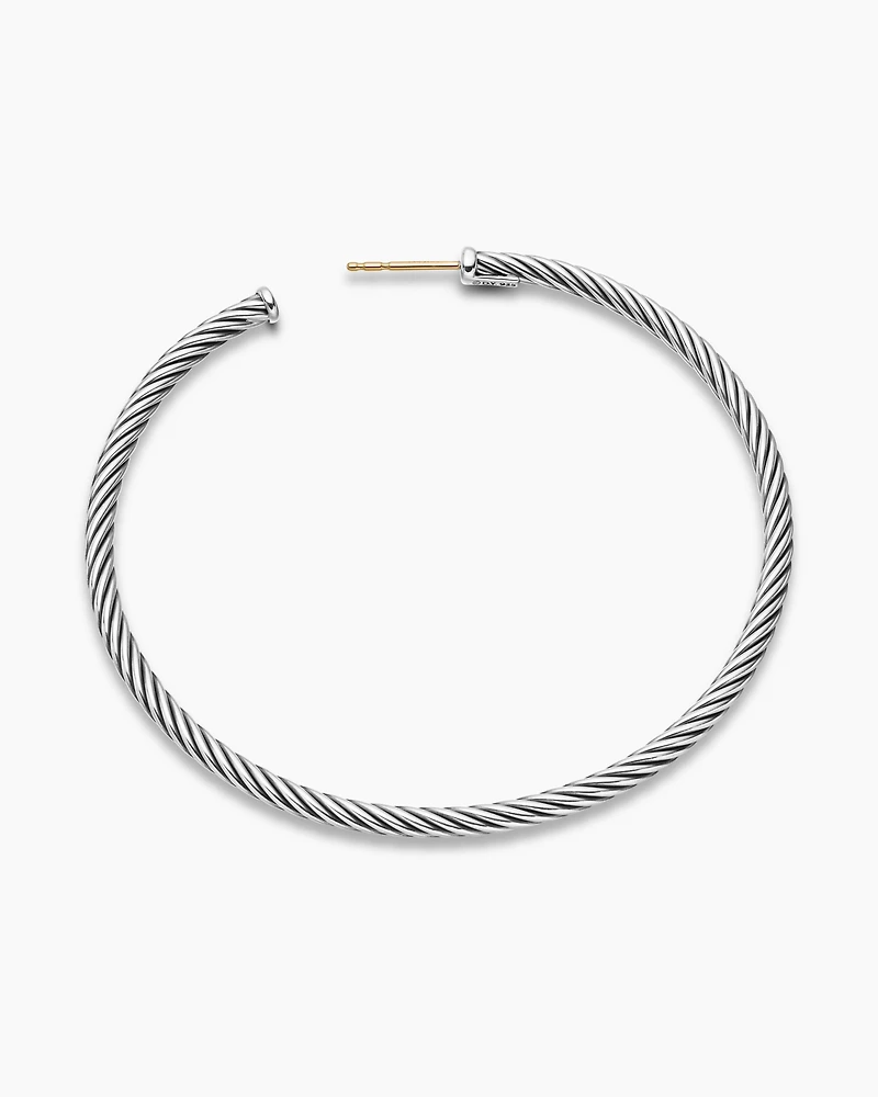 Cable Hoop Earrings in Sterling Silver