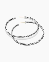 Cable Hoop Earrings in Sterling Silver