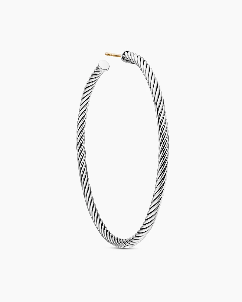 Cable Hoop Earrings in Sterling Silver