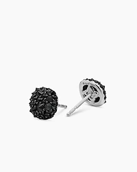 Reverse Set Pavé Cushion Stud Earrings in 18K White Gold with Black Diamonds, 8.5mm