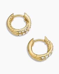 Pavé Crossover Hoop Earrings in 18K Yellow Gold with Diamonds