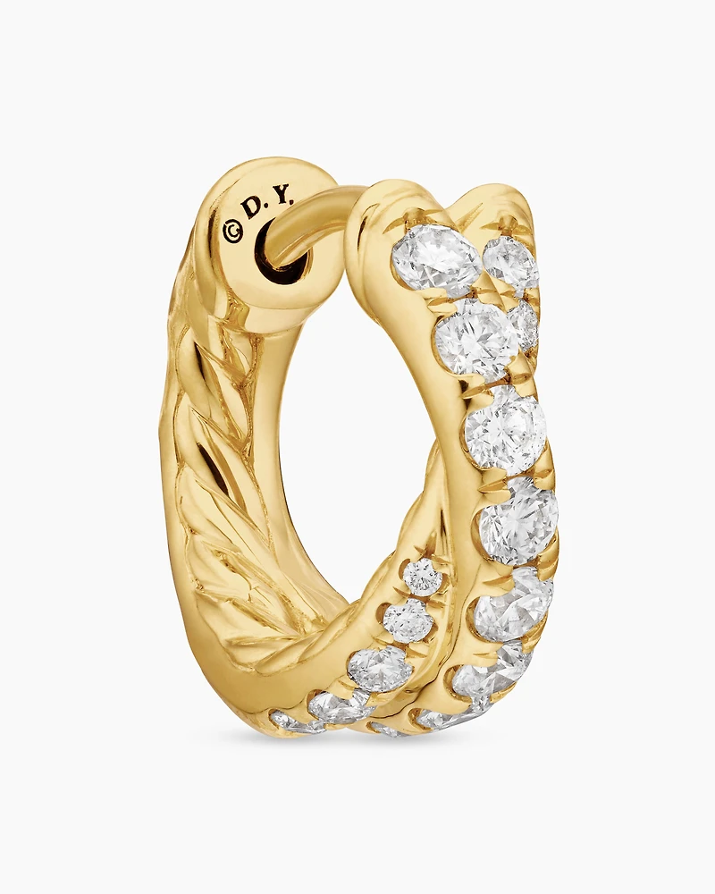Pavé Crossover Hoop Earrings in 18K Yellow Gold with Diamonds