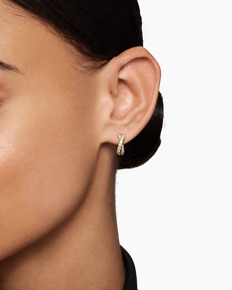 Pavé Crossover Hoop Earrings in 18K Yellow Gold with Diamonds