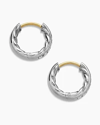 Pavé Huggie Hoop Earrings in Sterling Silver with Diamonds, 13mm