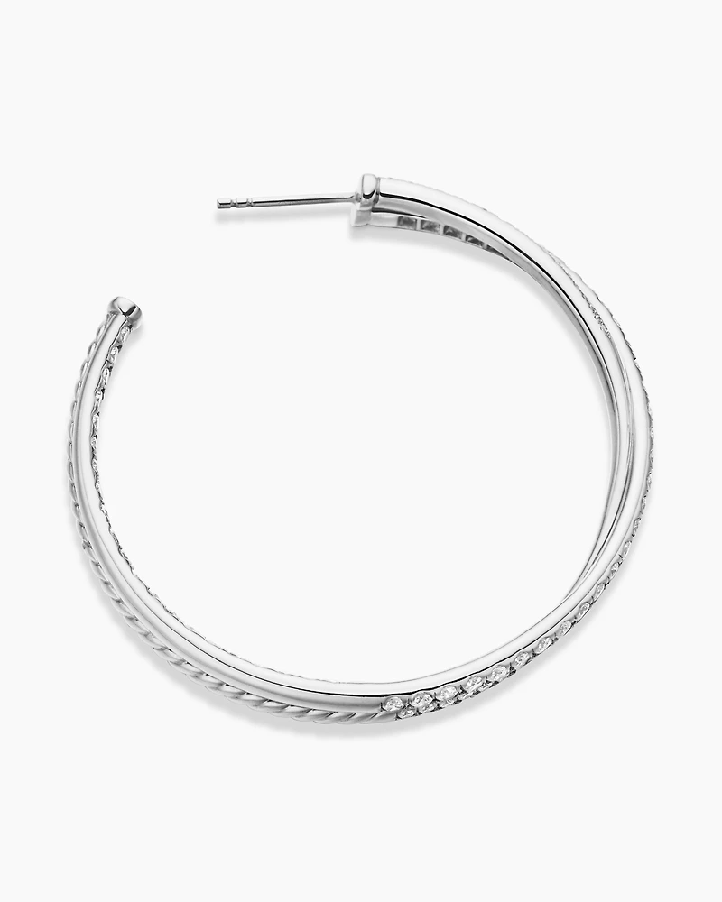 Pavé Crossover Hoop Earrings in 18K Gold with Diamonds