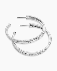 Pavé Crossover Hoop Earrings in 18K Gold with Diamonds