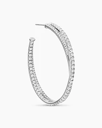 Pavé Crossover Hoop Earrings in 18K Gold with Diamonds