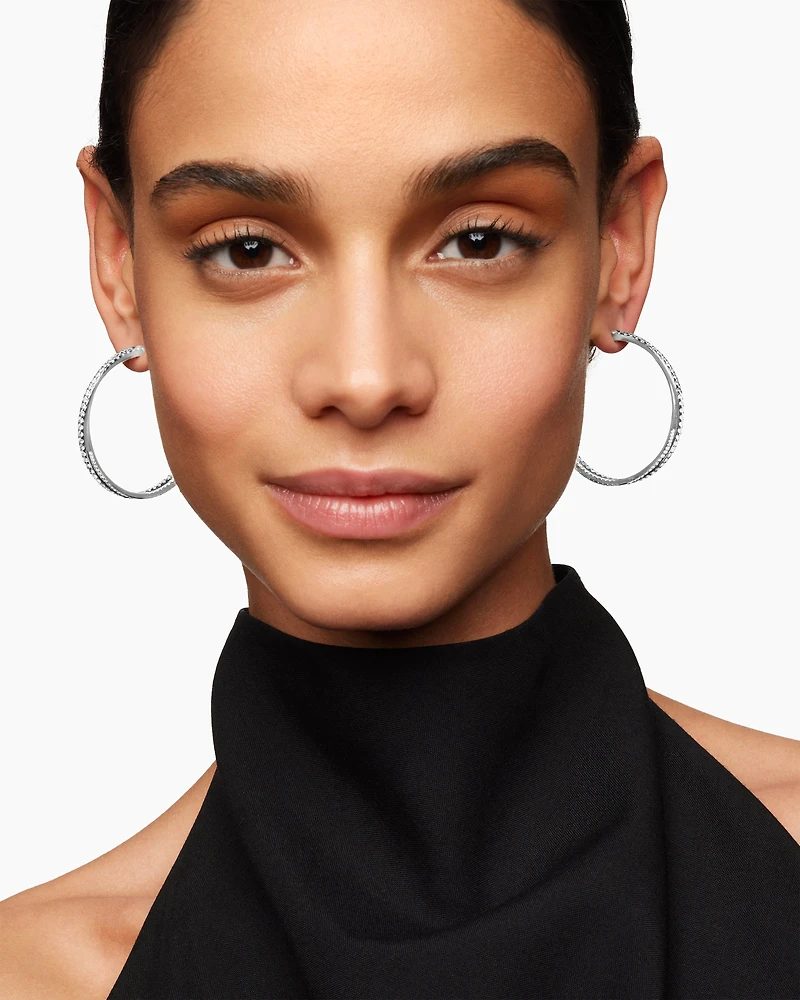 Pavé Crossover Hoop Earrings in 18K Gold with Diamonds