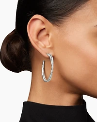 Pavé Crossover Hoop Earrings in 18K Gold with Diamonds