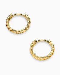 Sculpted Cable Huggie Hoop Earrings in 18K Yellow Gold, 10.7mm