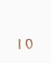 Sculpted Cable Huggie Hoop Earrings in 18K Rose Gold, 10.7mm