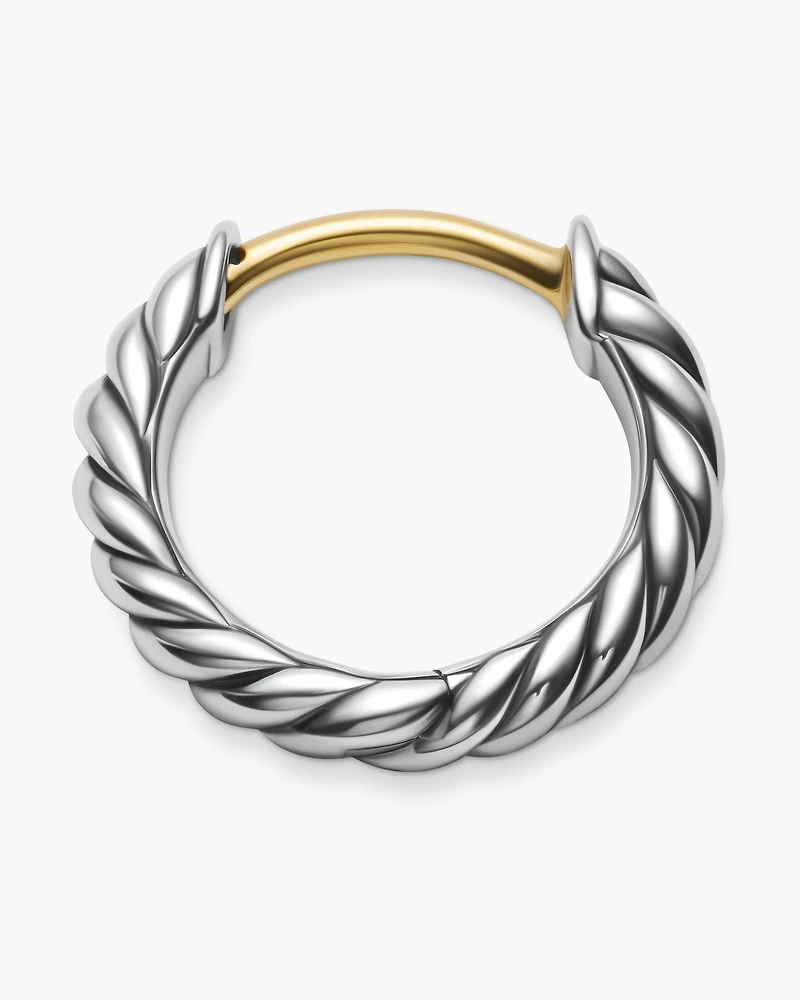 Sculpted Cable Huggie Hoop Earrings in Sterling Silver, 10.7mm