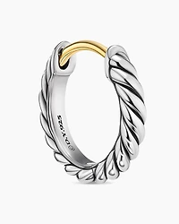Sculpted Cable Huggie Hoop Earrings in Sterling Silver, 10.7mm