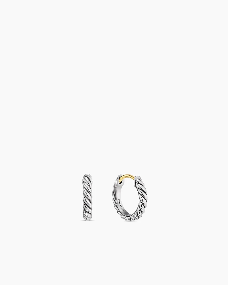 Sculpted Cable Huggie Hoop Earrings in Sterling Silver, 10.7mm