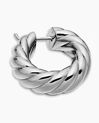 Sculpted Cable Hoop Earrings in Sterling Silver