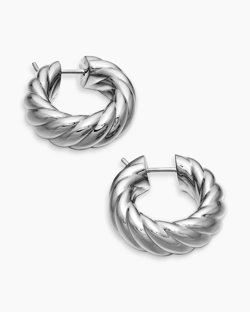 Sculpted Cable Hoop Earrings in Sterling Silver
