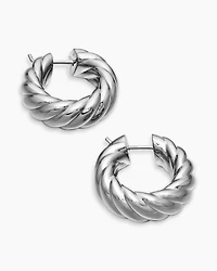 Sculpted Cable Hoop Earrings in Sterling Silver