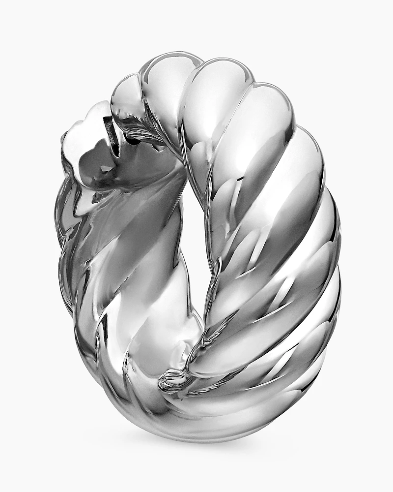 Sculpted Cable Hoop Earrings in Sterling Silver