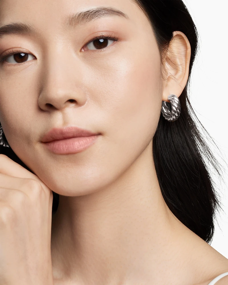 Sculpted Cable Hoop Earrings in Sterling Silver