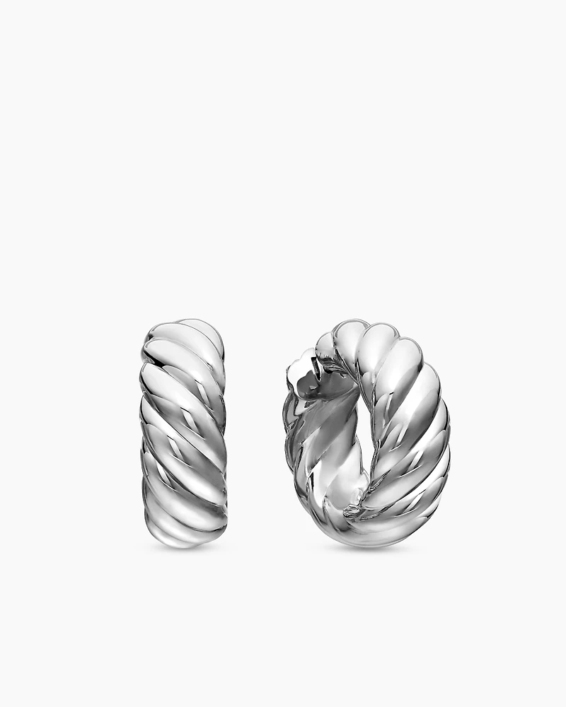 Sculpted Cable Hoop Earrings in Sterling Silver