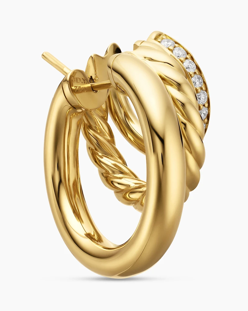 DY Mercer® Multi Hoop Earrings in 18K Yellow Gold with Diamonds, 21mm