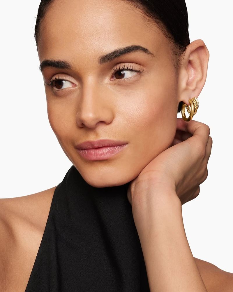 DY Mercer® Multi Hoop Earrings in 18K Yellow Gold with Diamonds, 21mm