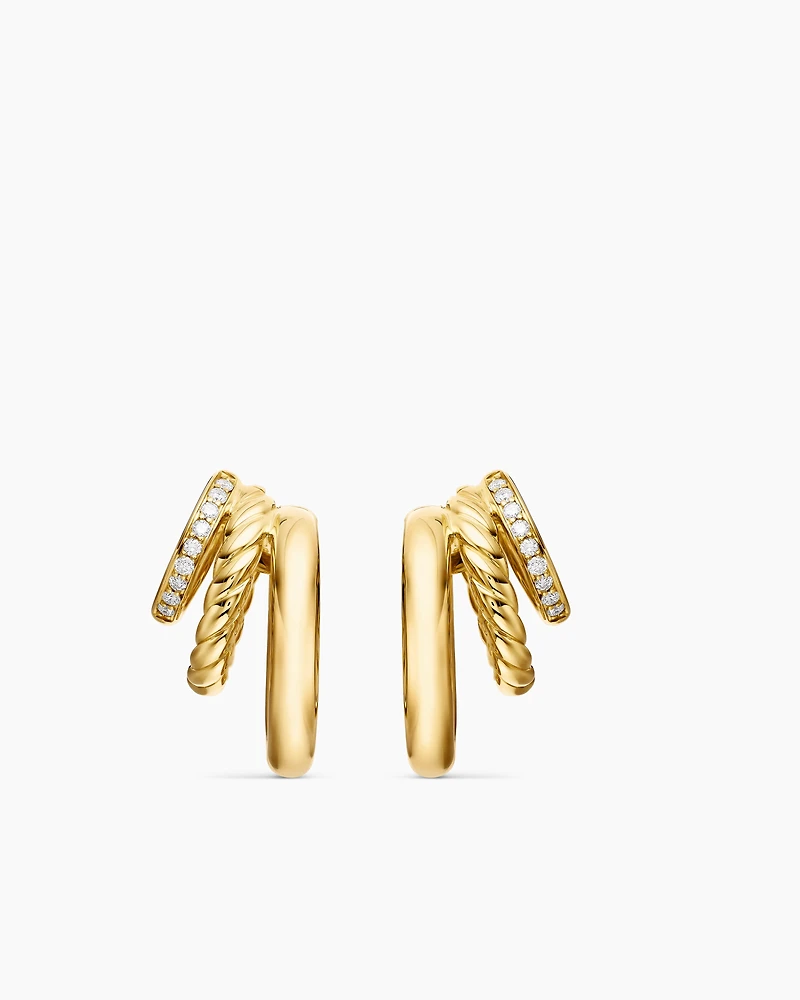 DY Mercer® Multi Hoop Earrings in 18K Yellow Gold with Diamonds, 21mm