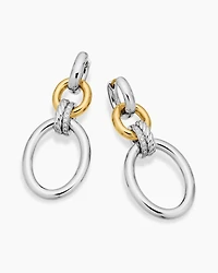 DY Mercer® Circular Drop Earrings in Sterling Silver with 18K Yellow Gold and Diamonds, 50mm