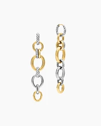 DY Mercer® Linked Drop Earrings in Sterling Silver with 18K Yellow Gold and Diamonds, 68mm