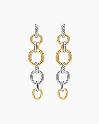 DY Mercer® Linked Drop Earrings in Sterling Silver with 18K Yellow Gold and Diamonds, 68mm