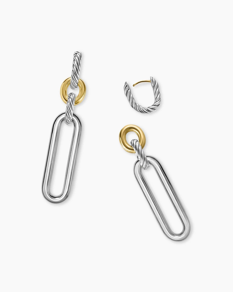 Lexington Double Link Drop Earrings in Sterling Silver with 18K Yellow Gold, 54mm