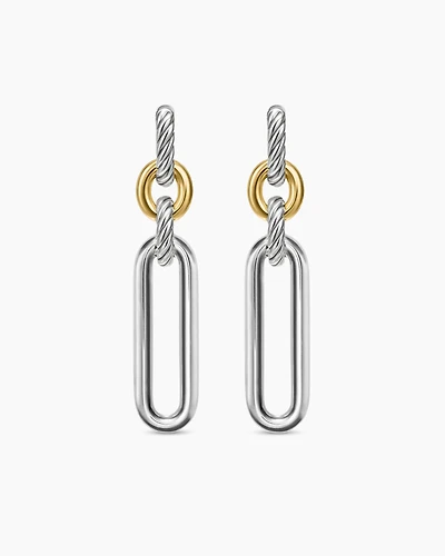 Lexington Double Link Drop Earrings in Sterling Silver with 18K Yellow Gold, 54mm
