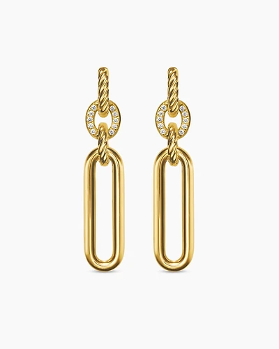 Lexington Double Link Drop Earrings in 18K Yellow Gold with Diamonds, 54mm
