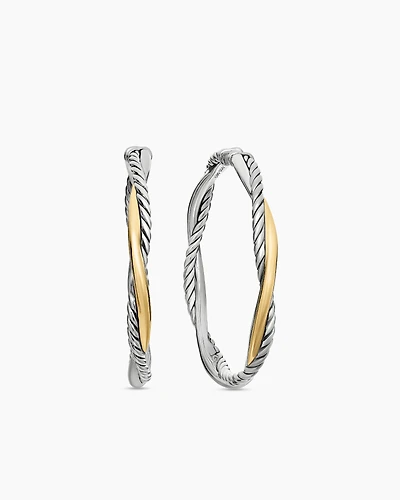 Infinity Hoop Earrings in Sterling Silver with 14K Yellow Gold, 42mm