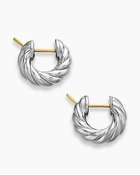 Sculpted Cable Hoop Earrings in Sterling Silver