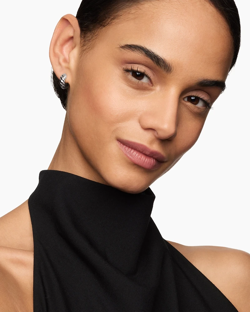Sculpted Cable Hoop Earrings in Sterling Silver