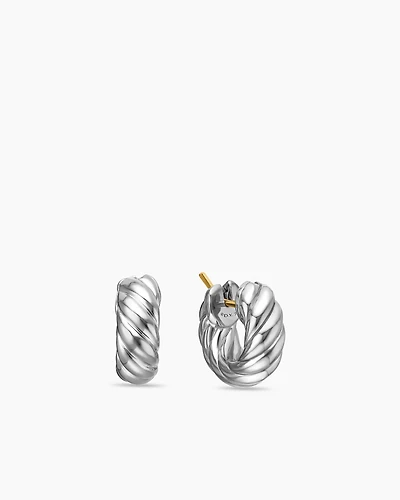 Sculpted Cable Hoop Earrings in Sterling Silver