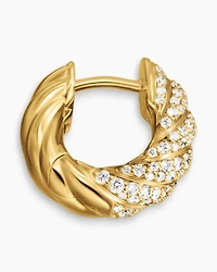 Sculpted Cable Hoop Earrings in 18K Yellow Gold with Diamonds