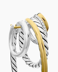 DY Mercer® Multi Hoop Earrings in Sterling Silver with 18K Yellow Gold and Diamonds, 37.5mm