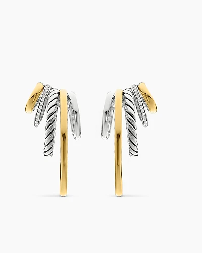 DY Mercer® Multi Hoop Earrings in Sterling Silver with 18K Yellow Gold and Diamonds