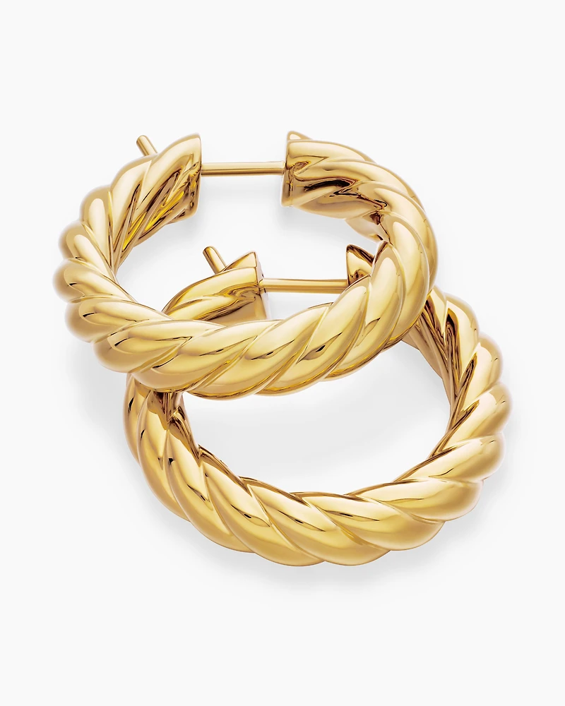 Sculpted Cable Hoop Earrings in 18K Yellow Gold