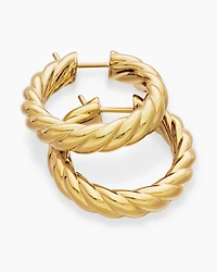 Sculpted Cable Hoop Earrings in 18K Yellow Gold