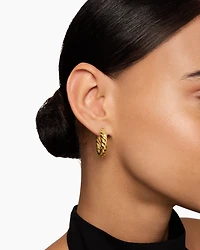 Sculpted Cable Hoop Earrings in 18K Yellow Gold